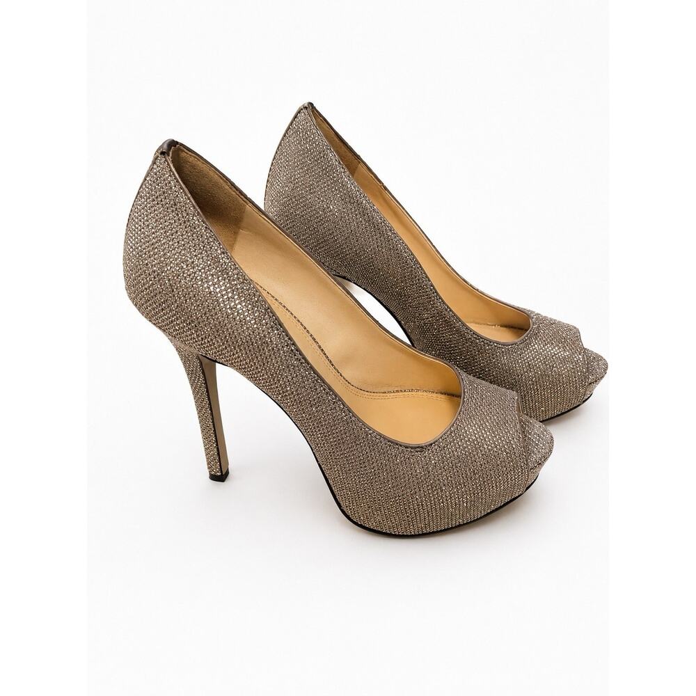 enzo angiolini heels 5.5 Stilettos Glitter Heels Peep Toe Gold color